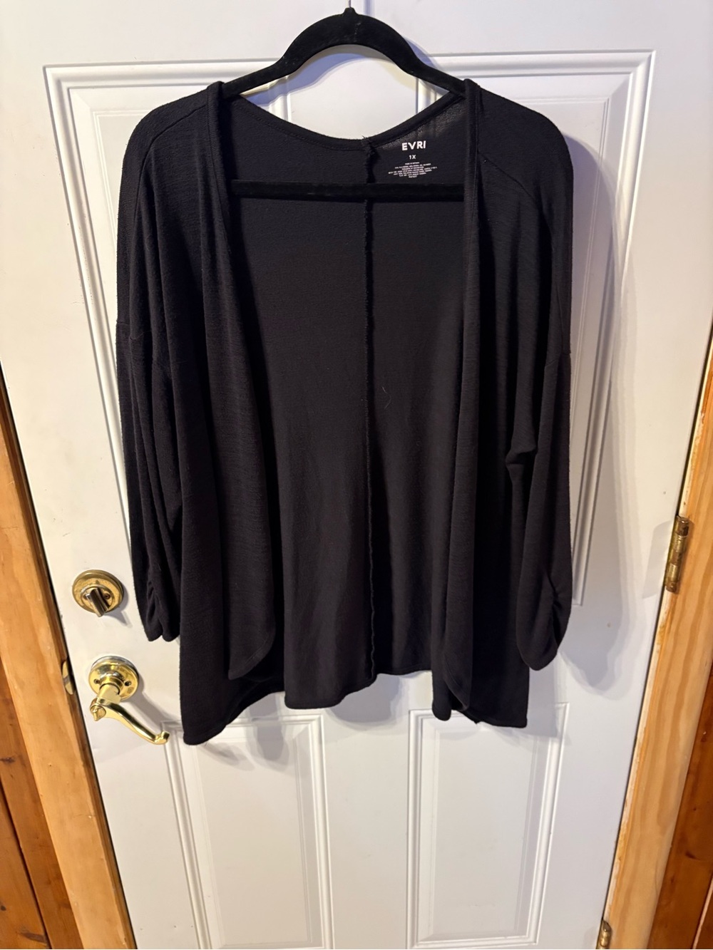 EVRI Black Lightweight Open-Front Women's Cardigan